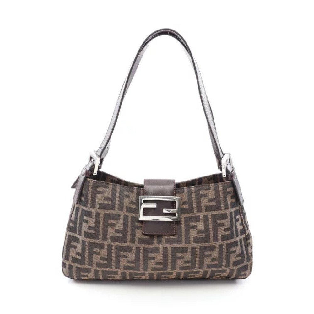 Fendi Zucca Shoulder Bag Canvas Leather Brown